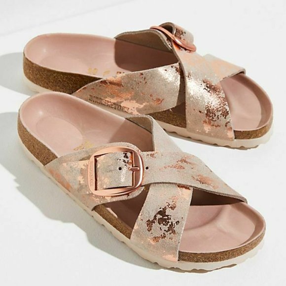 Birkenstock Shoes - Birkenstock Siena Rose Gold Metallic Copper